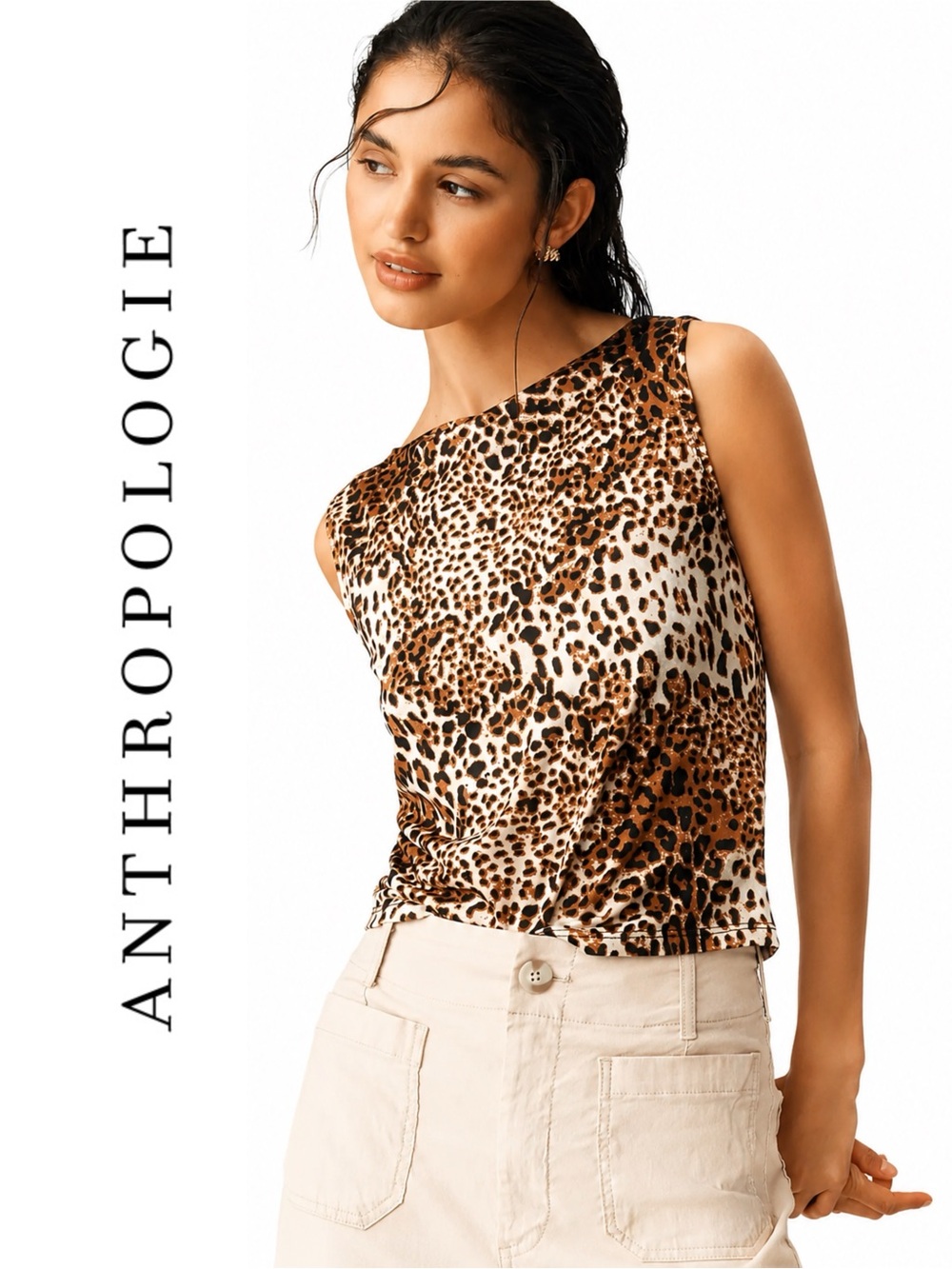 Anthropologie Maeve Sleeveless Printed Boat-Neck Tank